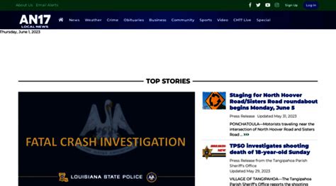 Jan 18, 2017 · January 18, 2017 ·. Updated arrest reports from Tangi, Livingston, and St. Tammany are posted on our Crime page now at www.ActionNews17.com. On our desktop and tablet version, look to the far right side; on our mobile-responsive site, look to the bottom of the page. You'll see this chart, and each report links by parish. actionnews17.com. 